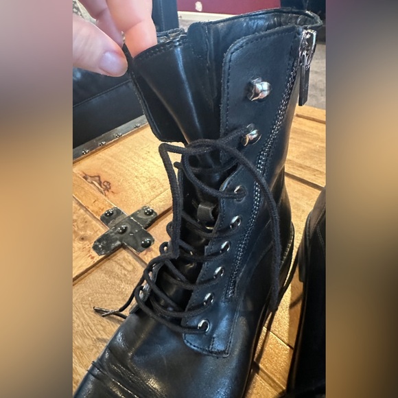 Marc Fisher Black Leather Moto Boots - Picture 9 of 11